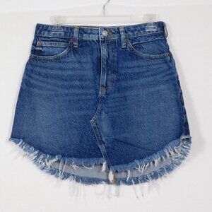 Free People We The Free Bailey Raw Frayed Hem Denim Skirt 27